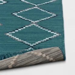 7' X 10' Soft Moroccan Woven Tapestry With Double Knot Fringe Outdoor Rug Teal - Opalhouse™ -Opalhouse Sales Store GUEST 3a15645d 40e3 4c67 92df d55f6ad30a10 1