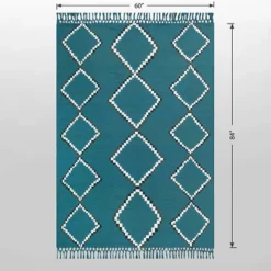 5' X 7' Soft Moroccan Tapestry With Double Knot Fringe Woven Outdoor Rug Teal - Opalhouse™ -Opalhouse Sales Store GUEST 59e527ba 7512 4b3c 92ea 0b2f51cfc486