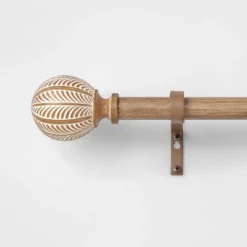Carved Light Woodtone Ball Curtain Rod Natural - Opalhouse™ -Opalhouse Sales Store GUEST 7e070734 076e 44dc 94e6 de22767e0af4