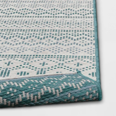 5' X 7' Tapestry Woven Outdoor Rug Aqua - Opalhouse™ 3 5' X 7' Tapestry Woven Outdoor Rug Aqua - Opalhouse™ - Image 3