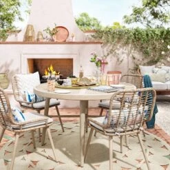 Leona 46" Round Crushed Bamboo Stamped Steel Top Patio Dining Table - Opalhouse™ -Opalhouse Sales Store GUEST f04b764c a584 4bfe b9ea 6c0ea8ed5c2c